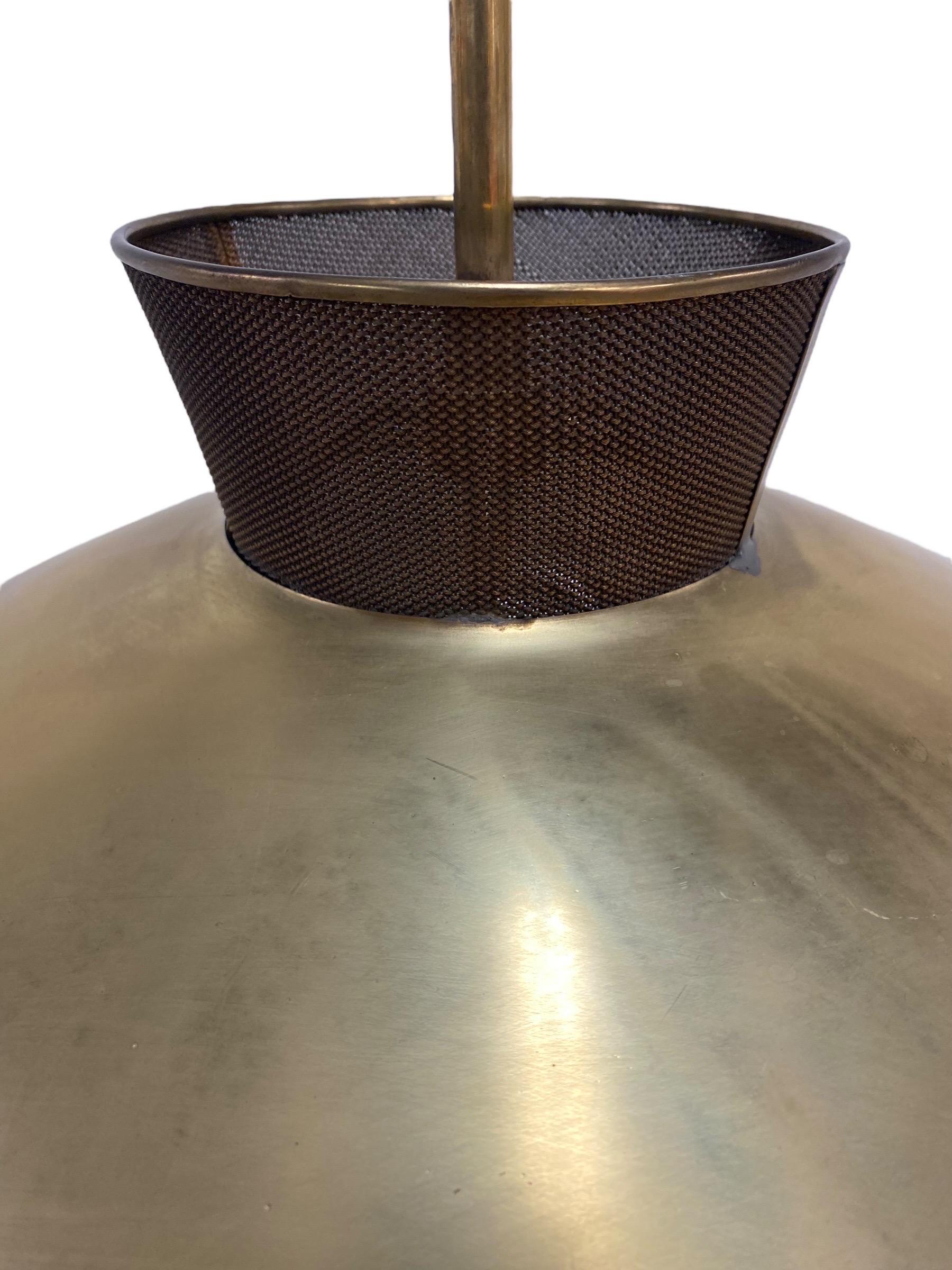 Rare Lisa-Johansson-Pape Large Perfortated Brass Ceiling Lamp, Orno 1950s In Good Condition For Sale In Helsinki, FI