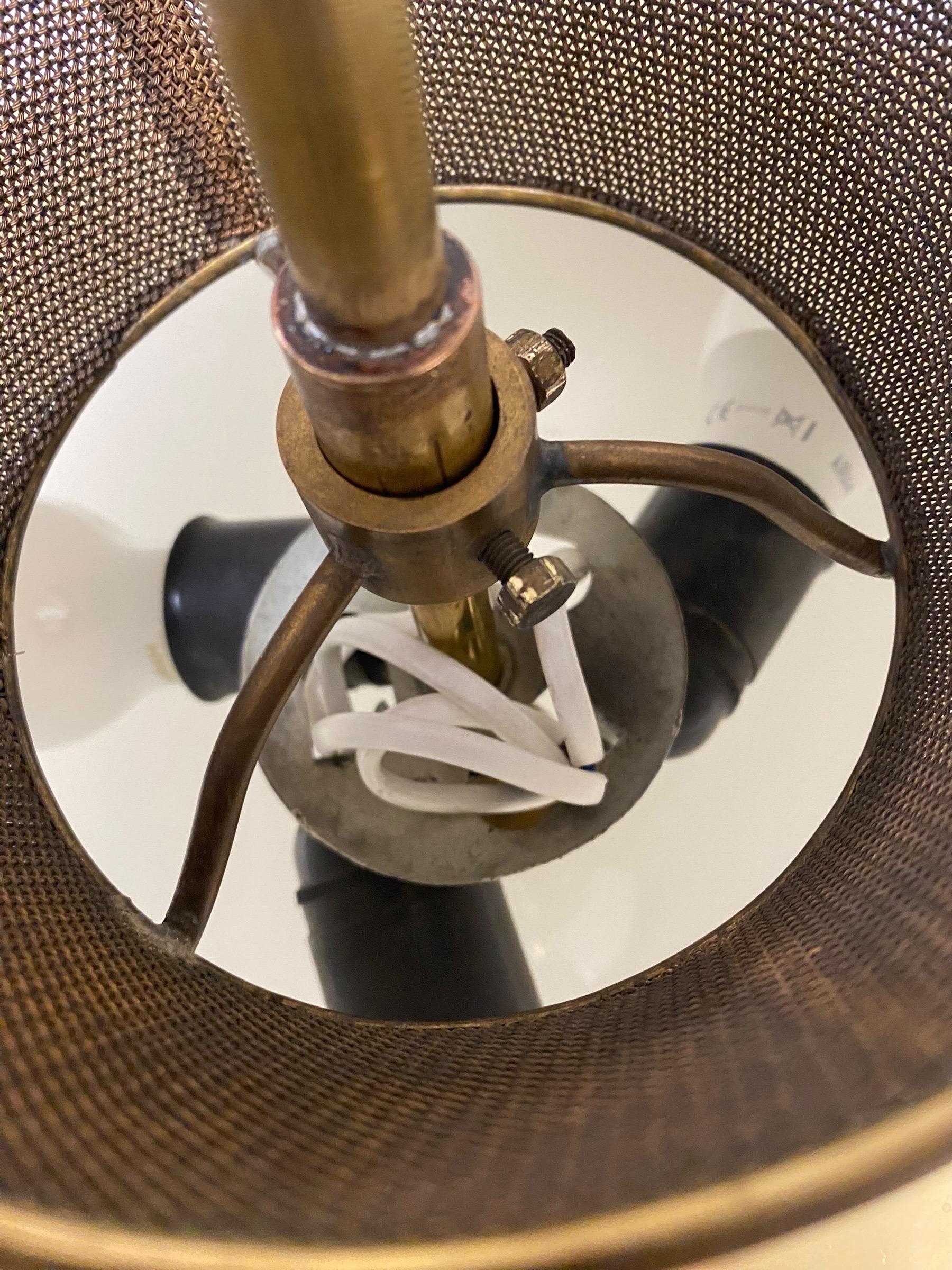 Mid-20th Century Rare Lisa-Johansson-Pape Large Perfortated Brass Ceiling Lamp, Orno 1950s For Sale