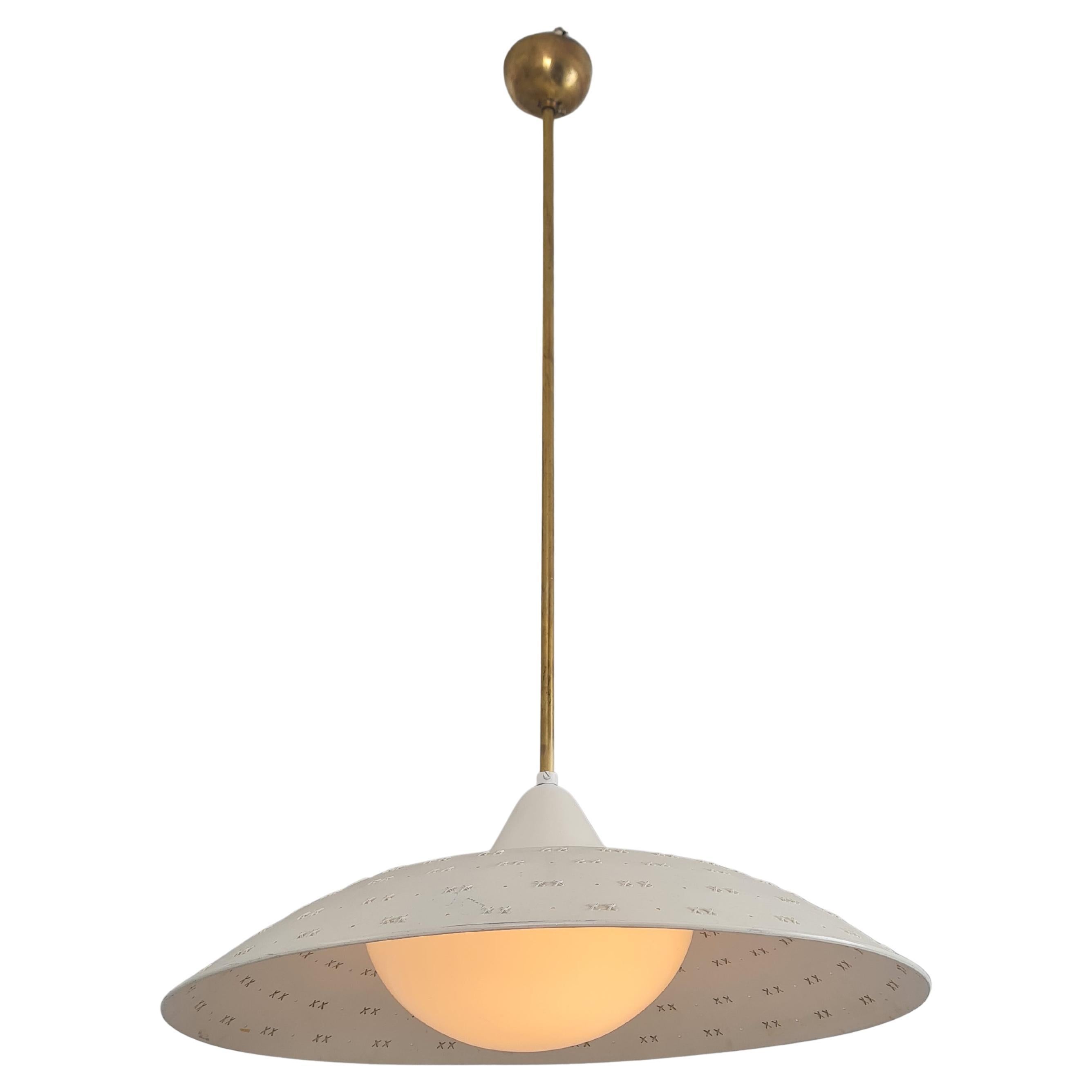 A Rare Lisa-Johansson Pape White Metal & Opaline Pendant FN 03-433, Orno 1940s
