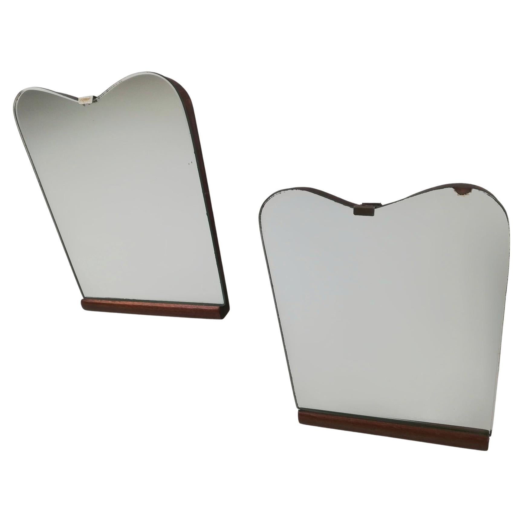 Rare Little Vintage Couple of Bevelled Wall Mirror, Made in Italy in the 1950s For Sale