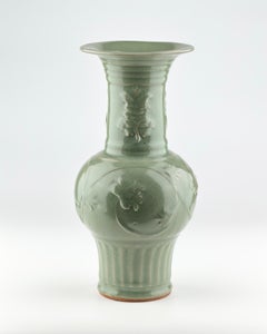 A Rare Longquan Celadon 'Peony' Vase Yuan-Ming Dynasty