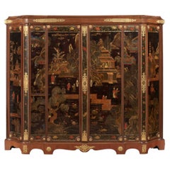 Rare Louis XV Ormolu-Mounted Tulipwood and Chinese Lacquer Cabinet