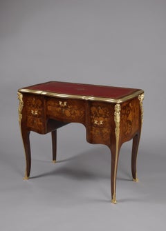 Rare Louis XV Style Marquetry Inlaid Bureau de Dame François Linke, circa 1980