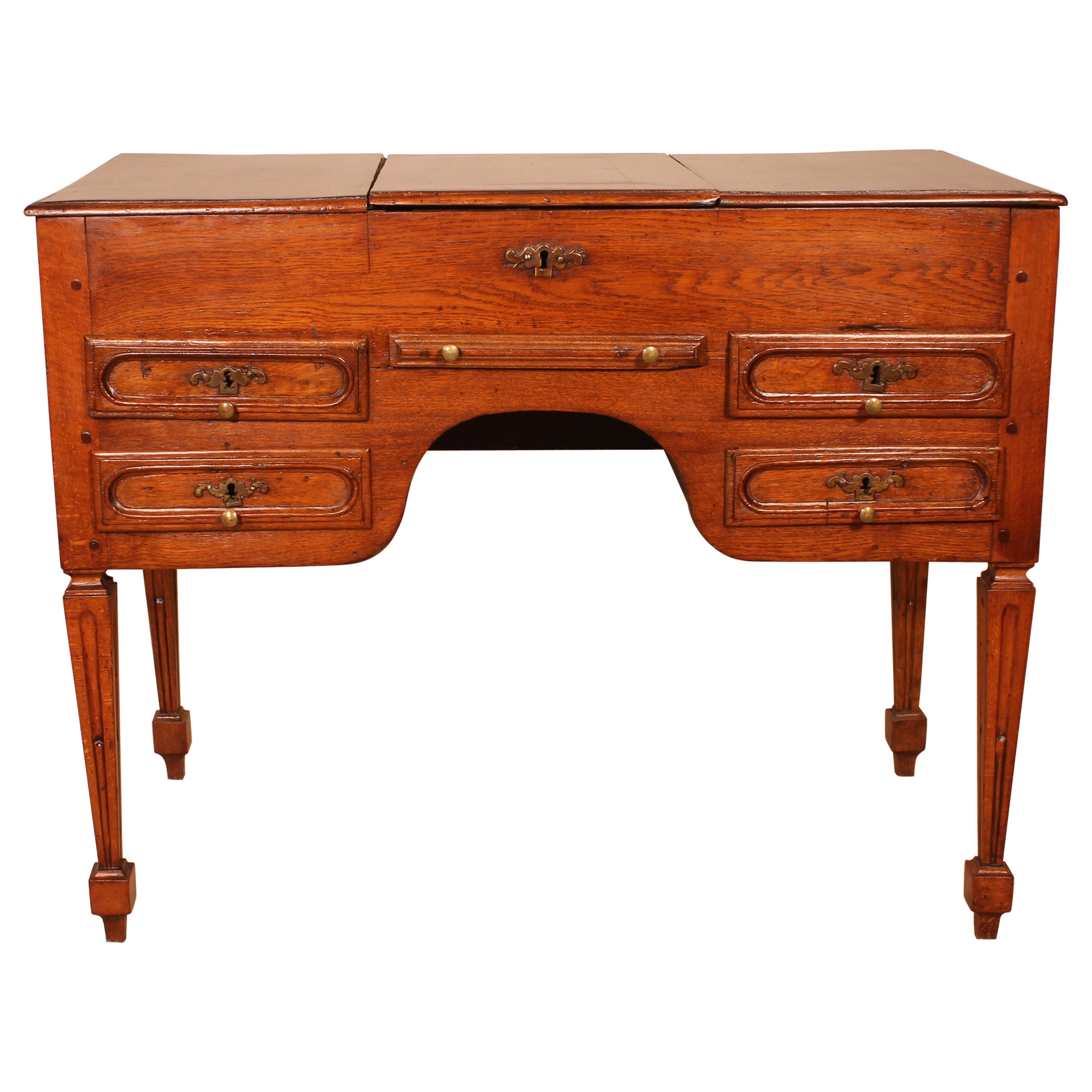 Rare Louis XVI Oak Dressing Table or Sofa Table, End of 18th Century For Sale