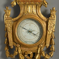 Rare Louis XVI Period Giltwood Cartel Barometer