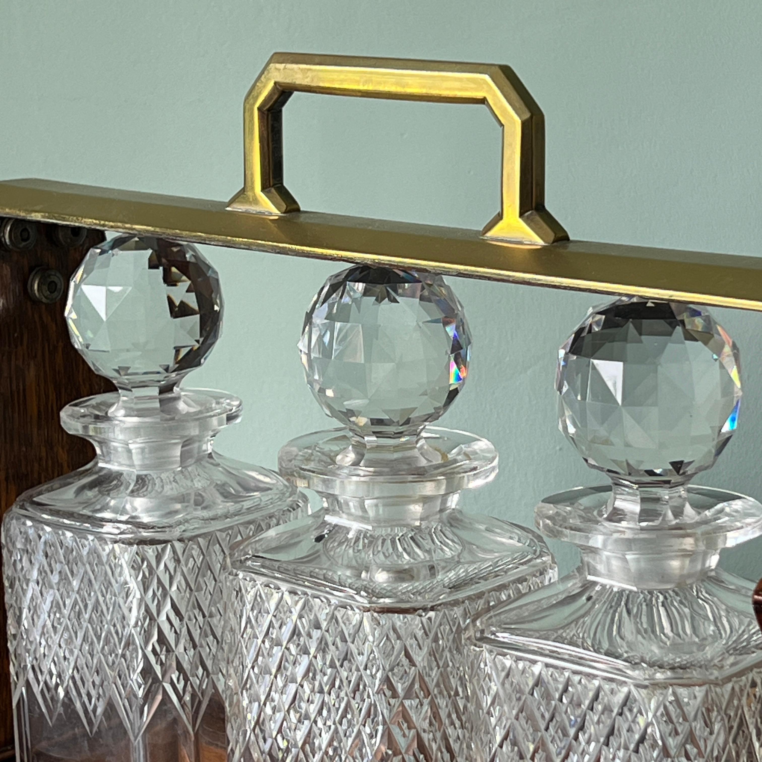 A Rare Mappin and Webb Victorian Oak and Brass Tantalus 1880 4