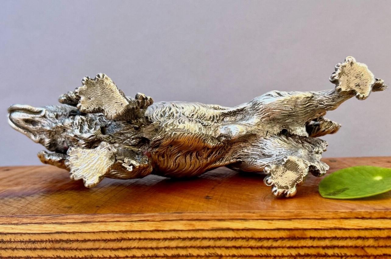 Rara escultura de perro Spaniel de Mario Buccellati, muy detallada, Plata 800 en venta 3