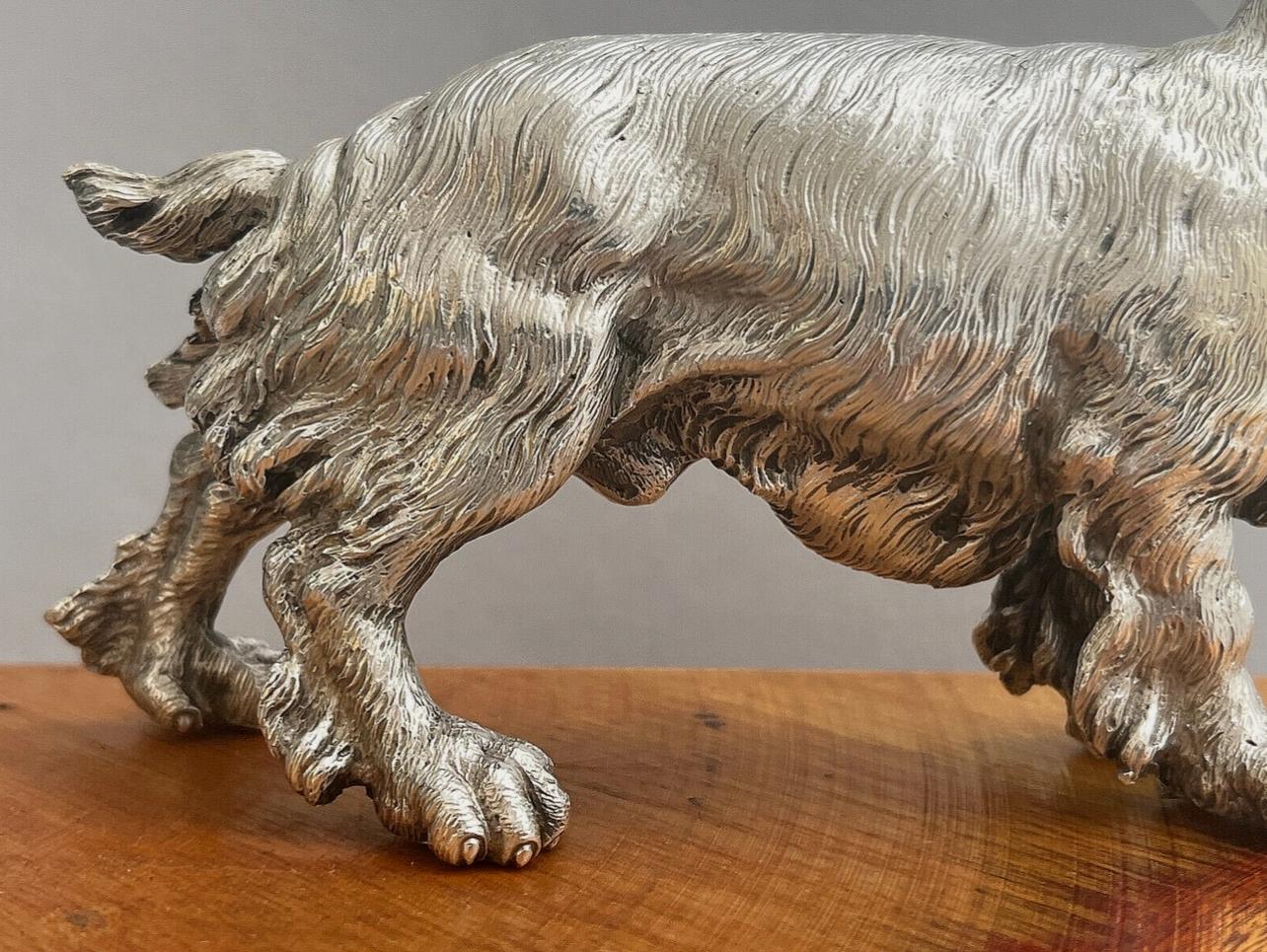 Rara escultura de perro Spaniel de Mario Buccellati, muy detallada, Plata 800 Silver en venta