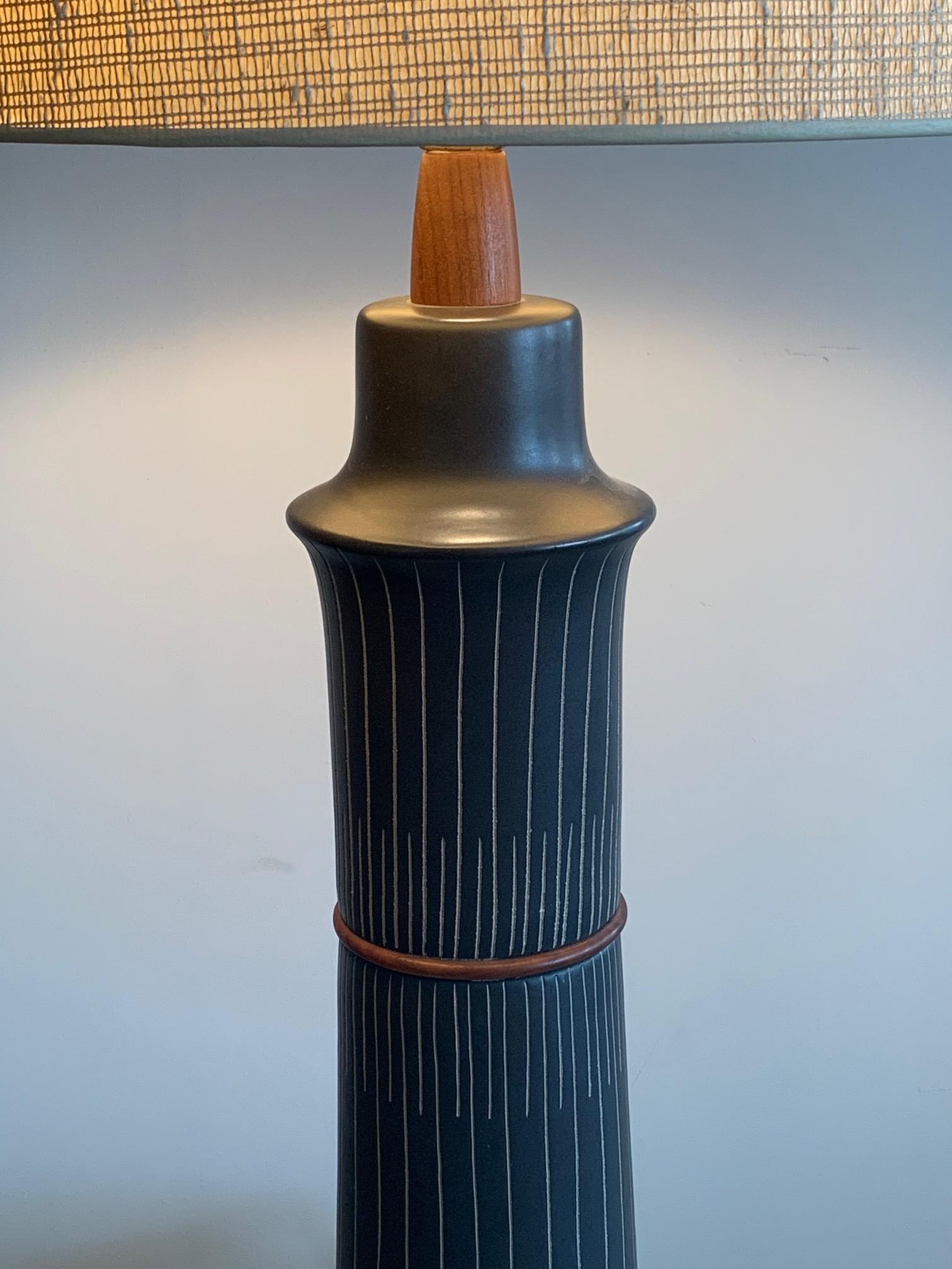 Mid-20th Century Rare Martz Lamp with Sgraffito Decoration For Sale