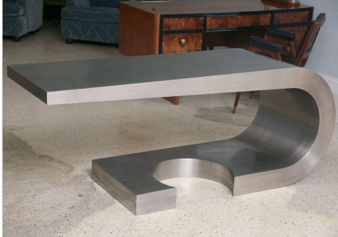 Italian Rare Marzio Cecchi Stainless Steel Desk/Console For Sale
