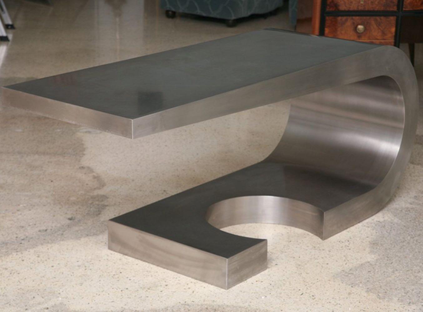 Mid-20th Century Rare Marzio Cecchi Stainless Steel Desk/Console For Sale