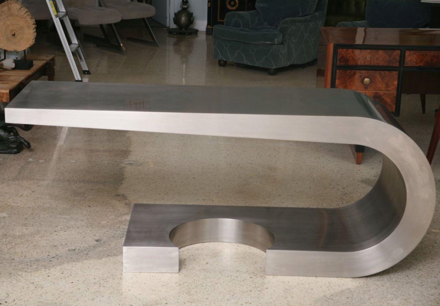 Rare Marzio Cecchi Stainless Steel Desk/Console For Sale 1