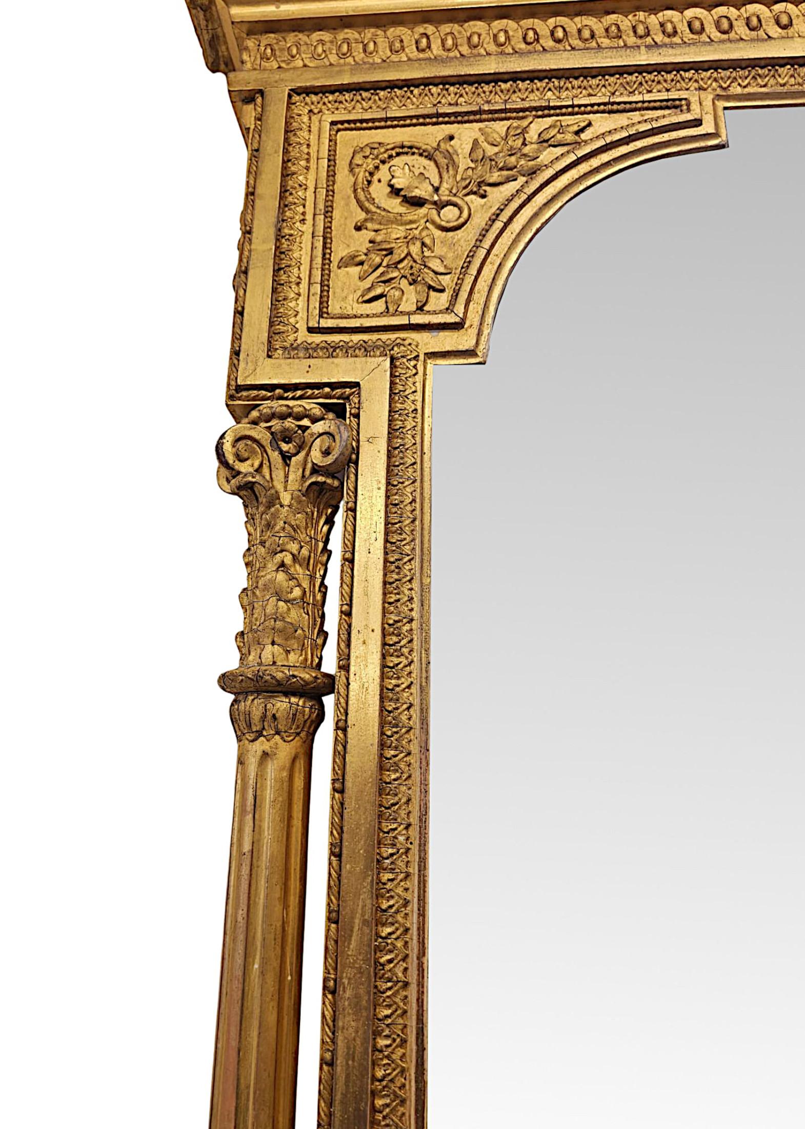 Rare miroir à trumeau de maison de campagne en bois doré massif du 19e siècle Bon état - En vente à Dublin, IE