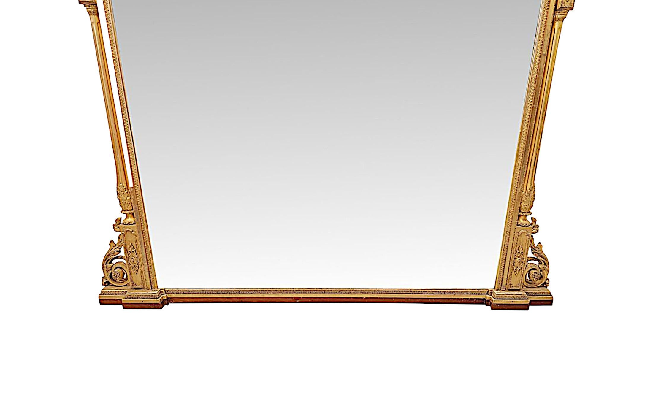 Rare miroir à trumeau de maison de campagne en bois doré massif du 19e siècle en vente 2