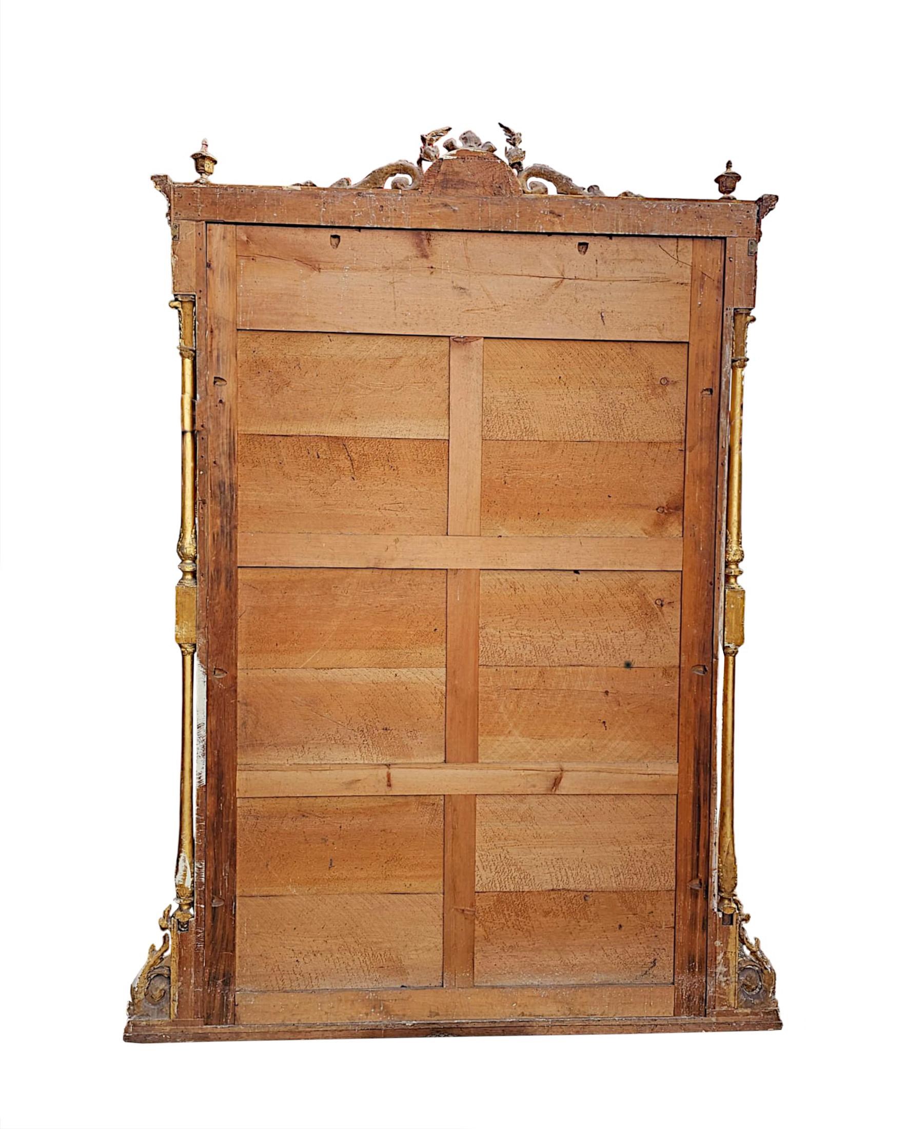 Rare miroir à trumeau de maison de campagne en bois doré massif du 19e siècle en vente 3