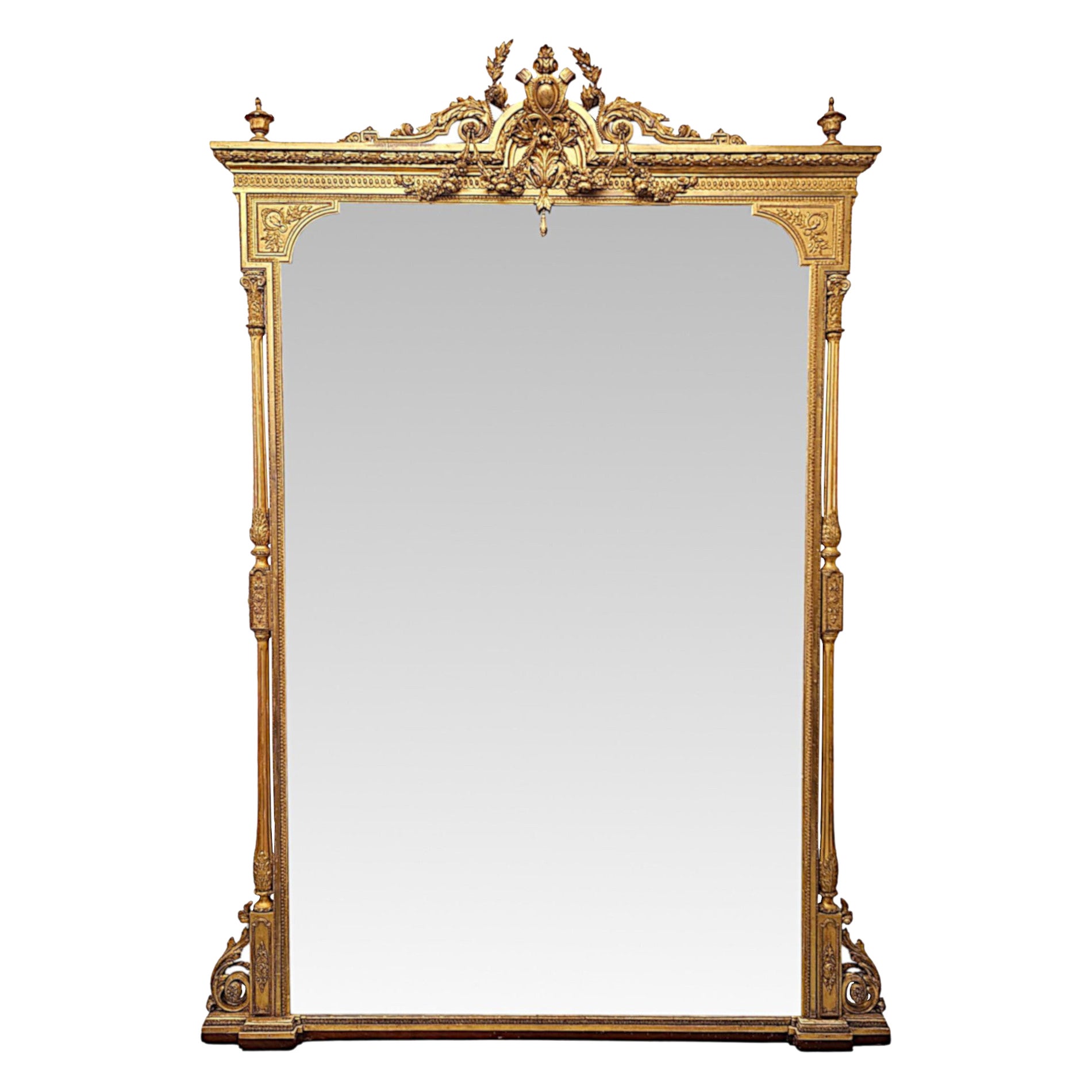 A Rare Massive 19th Century Giltwood Country House Overmantel Mirror