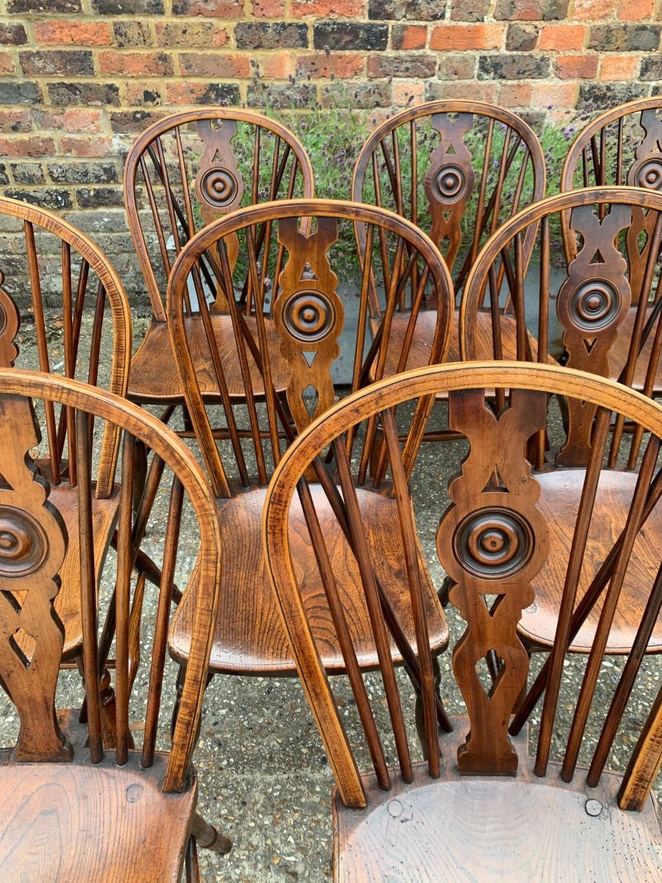 Hand-Crafted Rare Matched Set of Sixteen 19th Century Windsor Draught Back Chairs