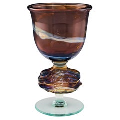 Un raro cáliz de cristal de Mdina Glass firmado por Michael Harris, c1970