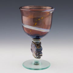 A Rare Mdina Glass Glass Chalice Signed by Michael Harris, c1970