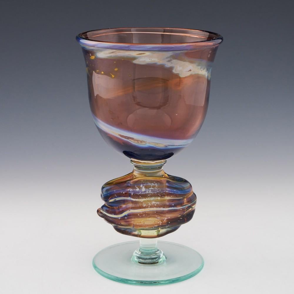Maltais Rare calice en verre de Mdina Glass signé par Michael Harris, c1970 en vente