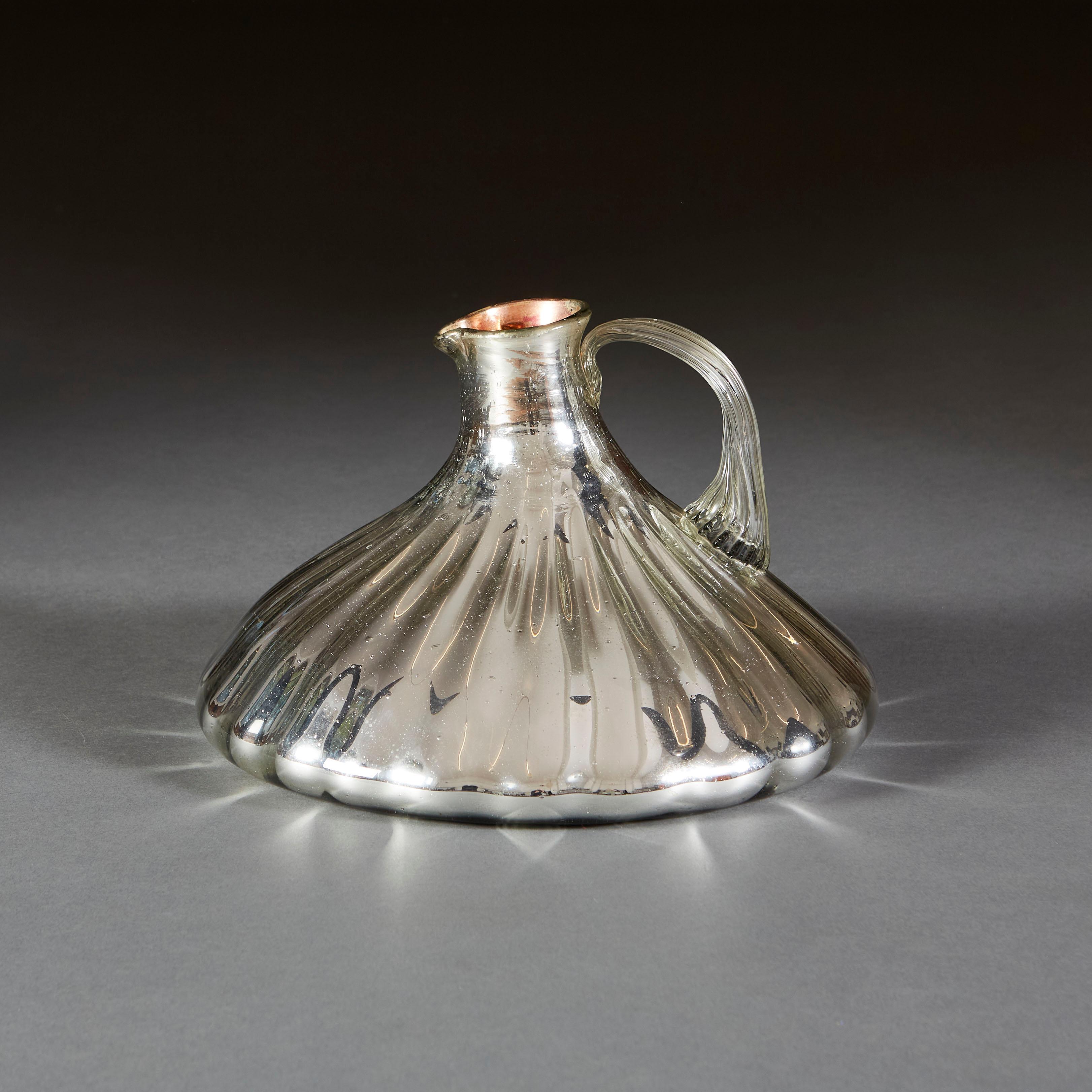 French Rare Mercury Glass Jug of Unusual Form