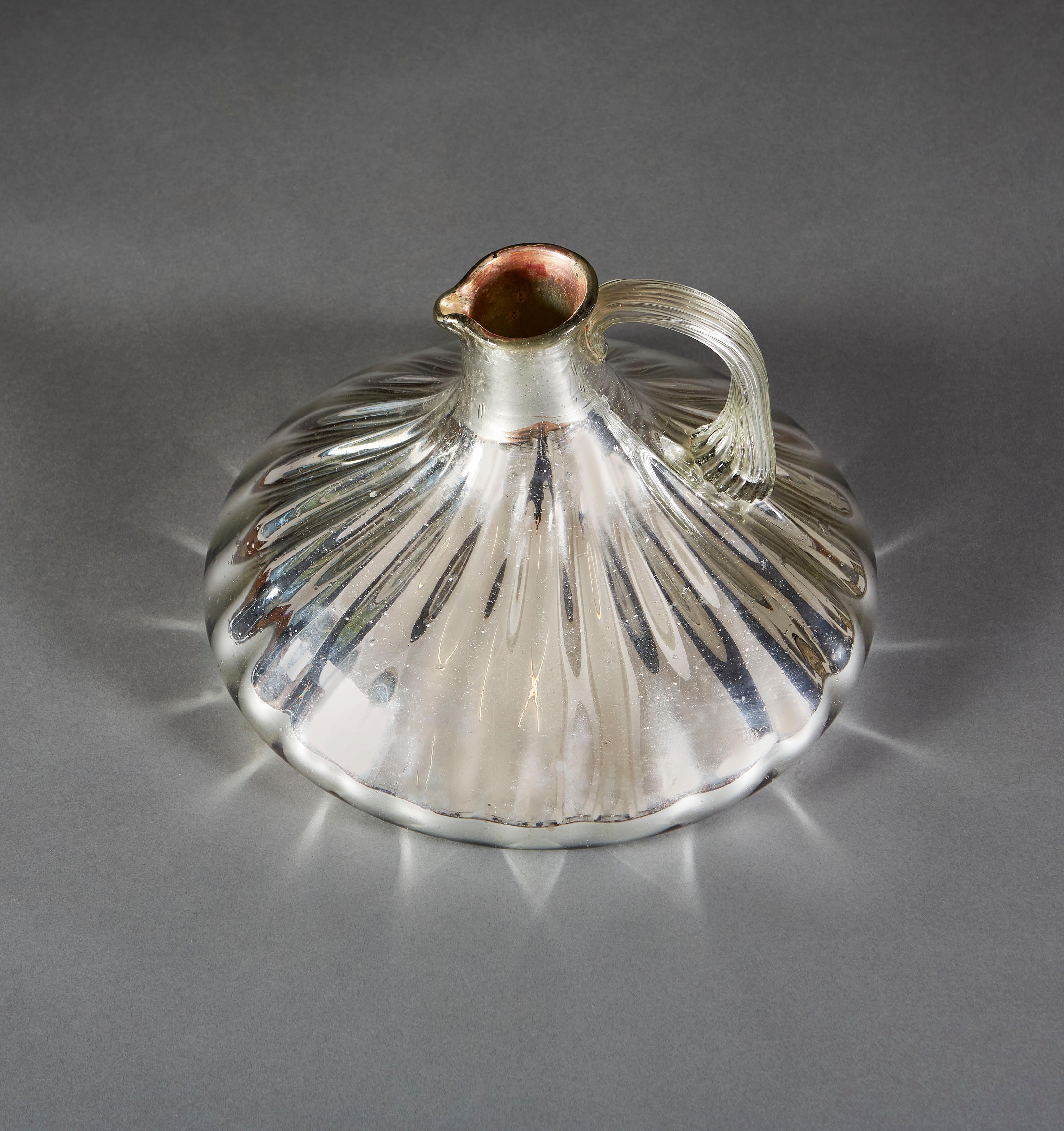 Rare Mercury Glass Jug of Unusual Form In Good Condition In London, GB