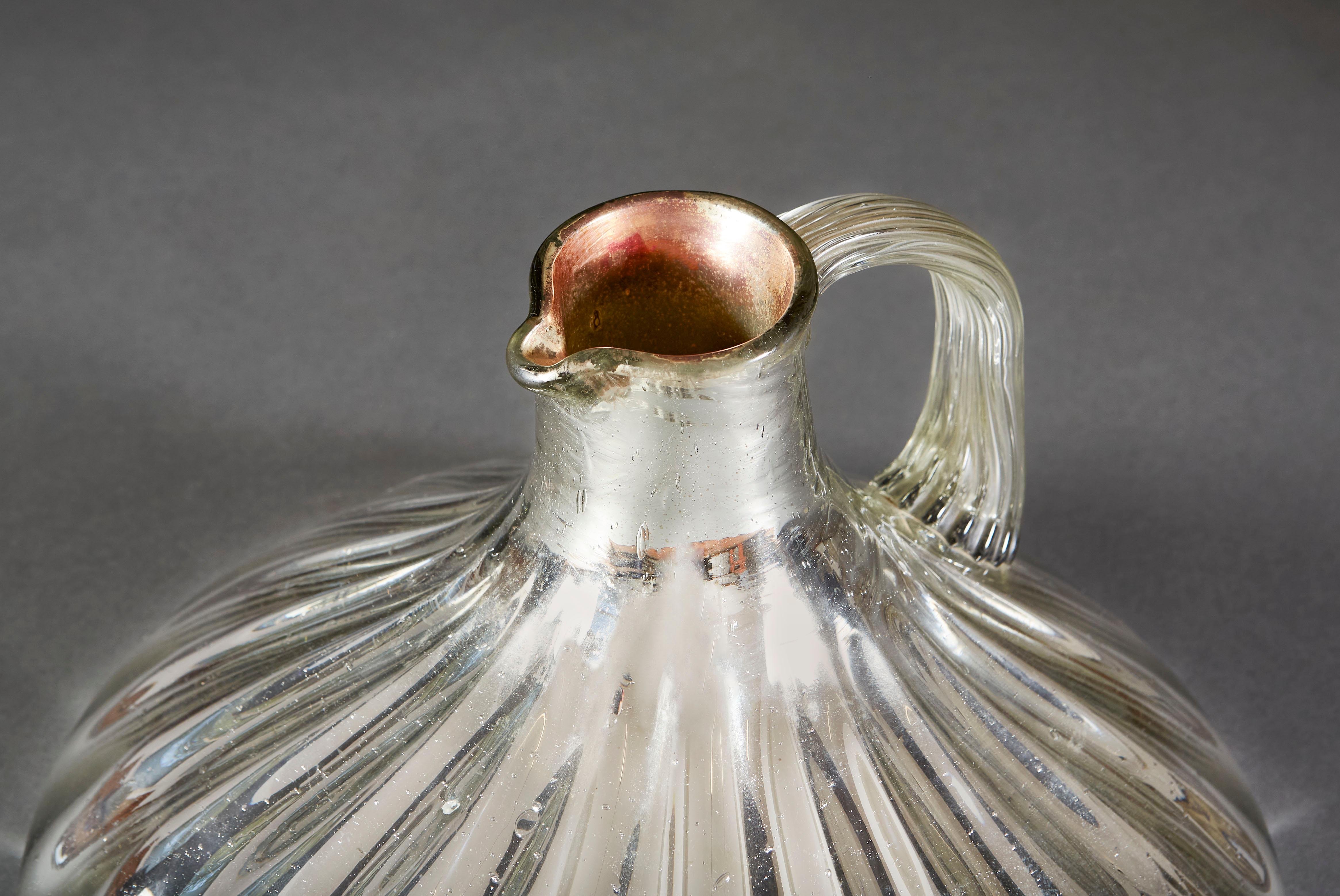 20th Century Rare Mercury Glass Jug of Unusual Form