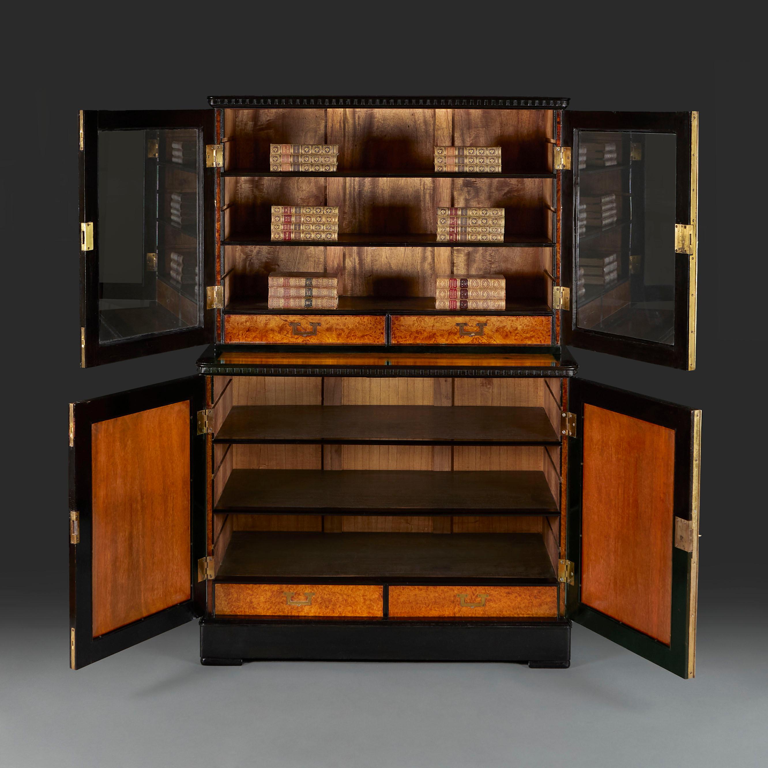 Campaign A Rare Mid 19th Century Anglo Chinese Amboyna Bookcase  For Sale