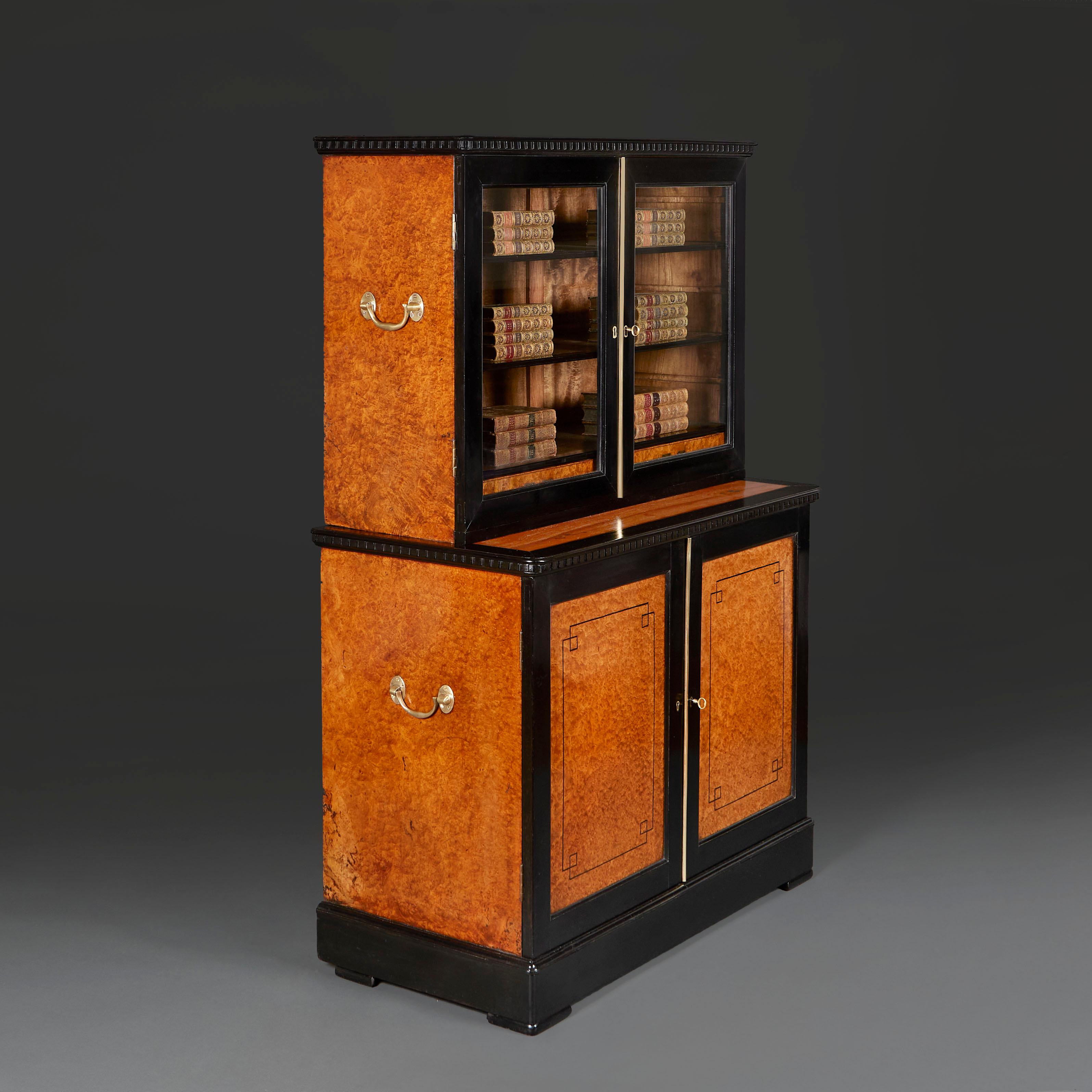 A Rare Mid 19th Century Anglo Chinese Amboyna Bookcase  In Good Condition For Sale In London, GB