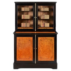 Antique A Rare Mid 19th Century Anglo Chinese Amboyna Bookcase 