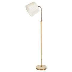 Rare Midcentury Brass and Cream Leather Floor Lamp