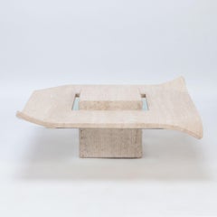 Rare Mid-Century Modern Italian Travertine Coffee Table, circa 1970