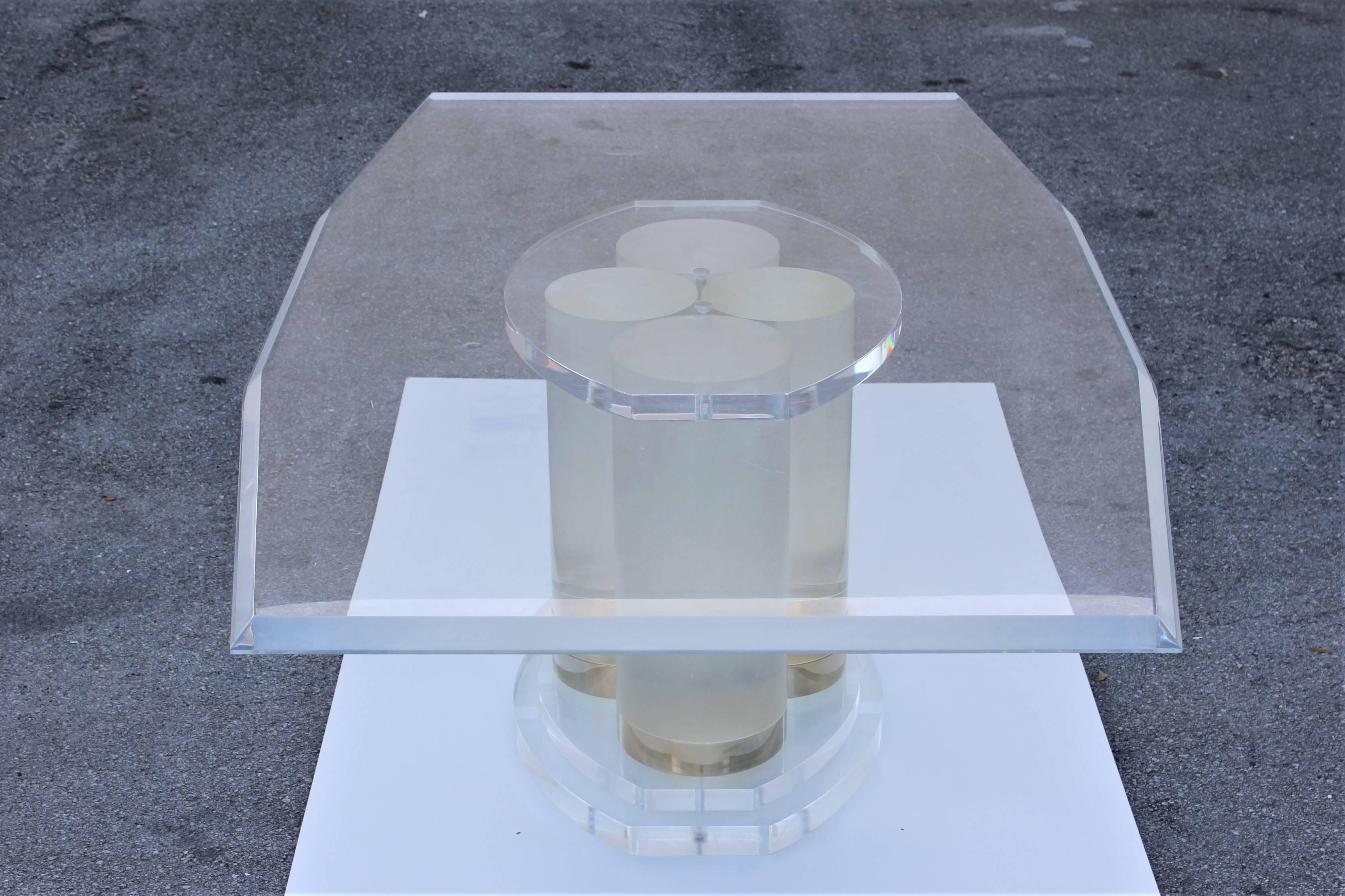 Rare Mid-Century Modern Lucite Dining Table Signed by ''Lion in Frost'', 1970s 13