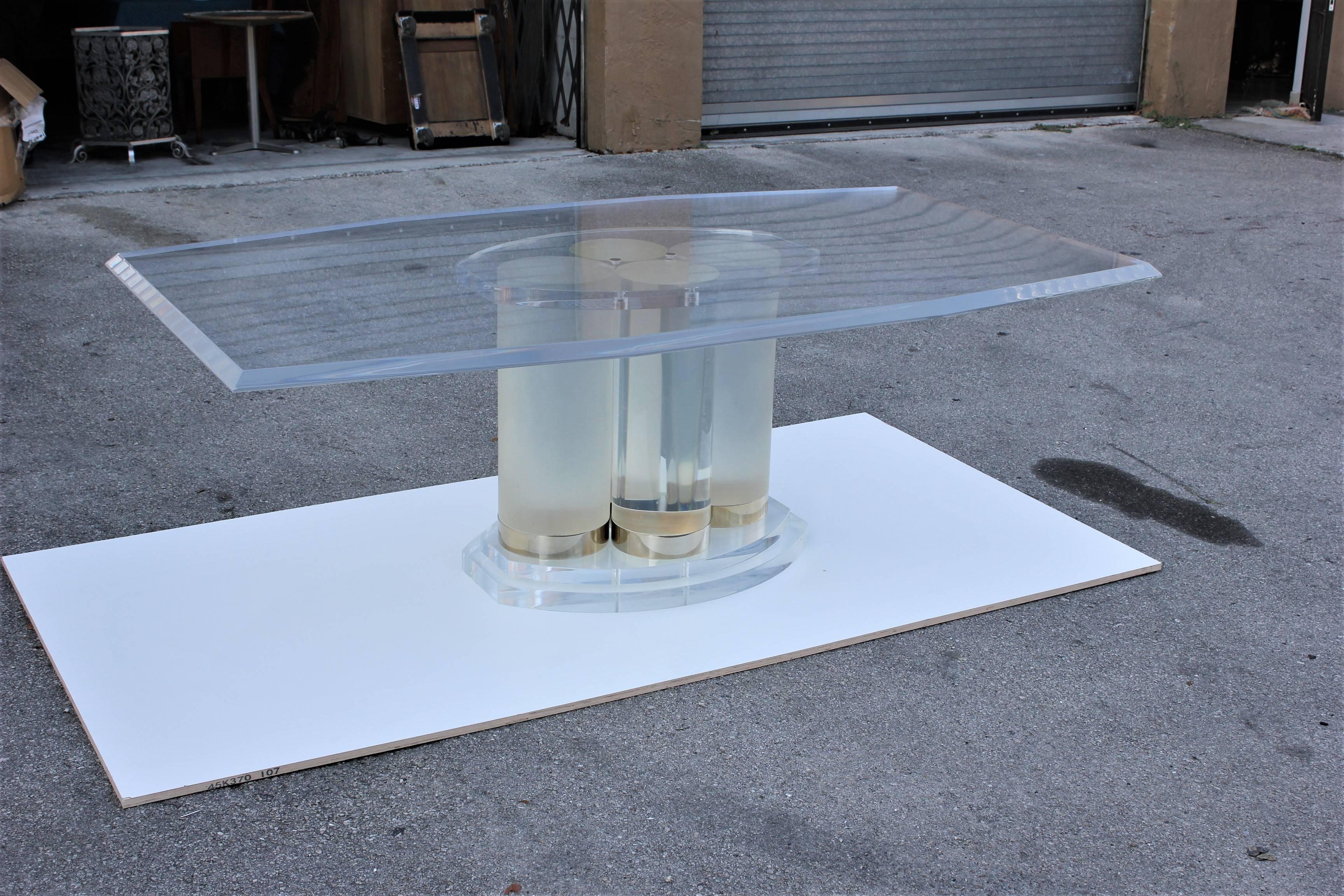 Late 20th Century Rare Mid-Century Modern Lucite Dining Table Signed by ''Lion in Frost'', 1970s
