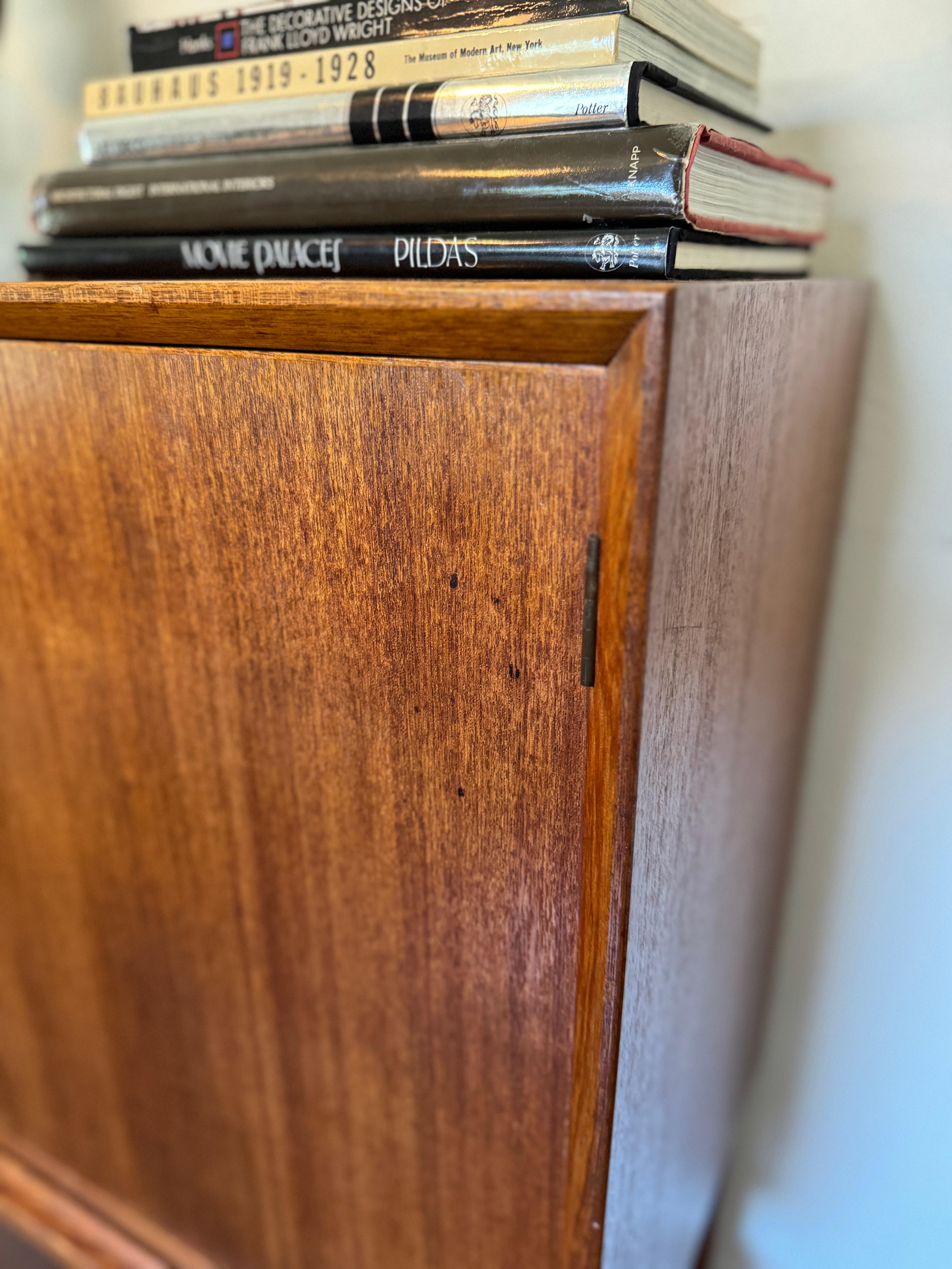 A rare mid century modern tall bar cabinet with a pull out surface For Sale 1