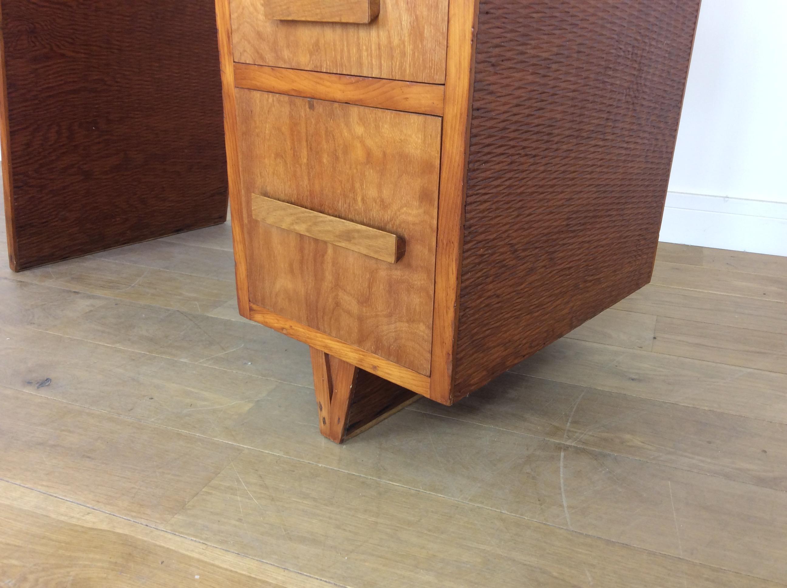 20th Century Rare Midcentury Ply Desk For Sale