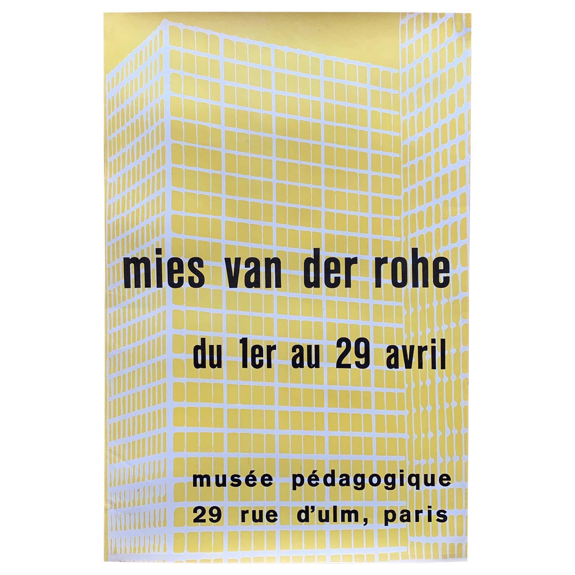 Rare affiche d'exposition de Mies van der Rohe Paris, années 1950