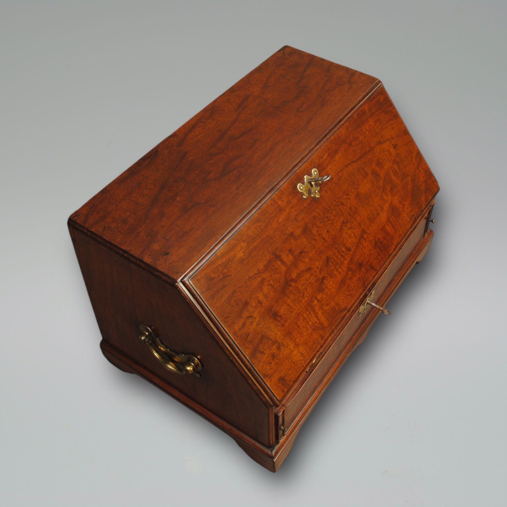 18th Century and Earlier A Rare Miniature 18th Century Mahogany Table Bureau