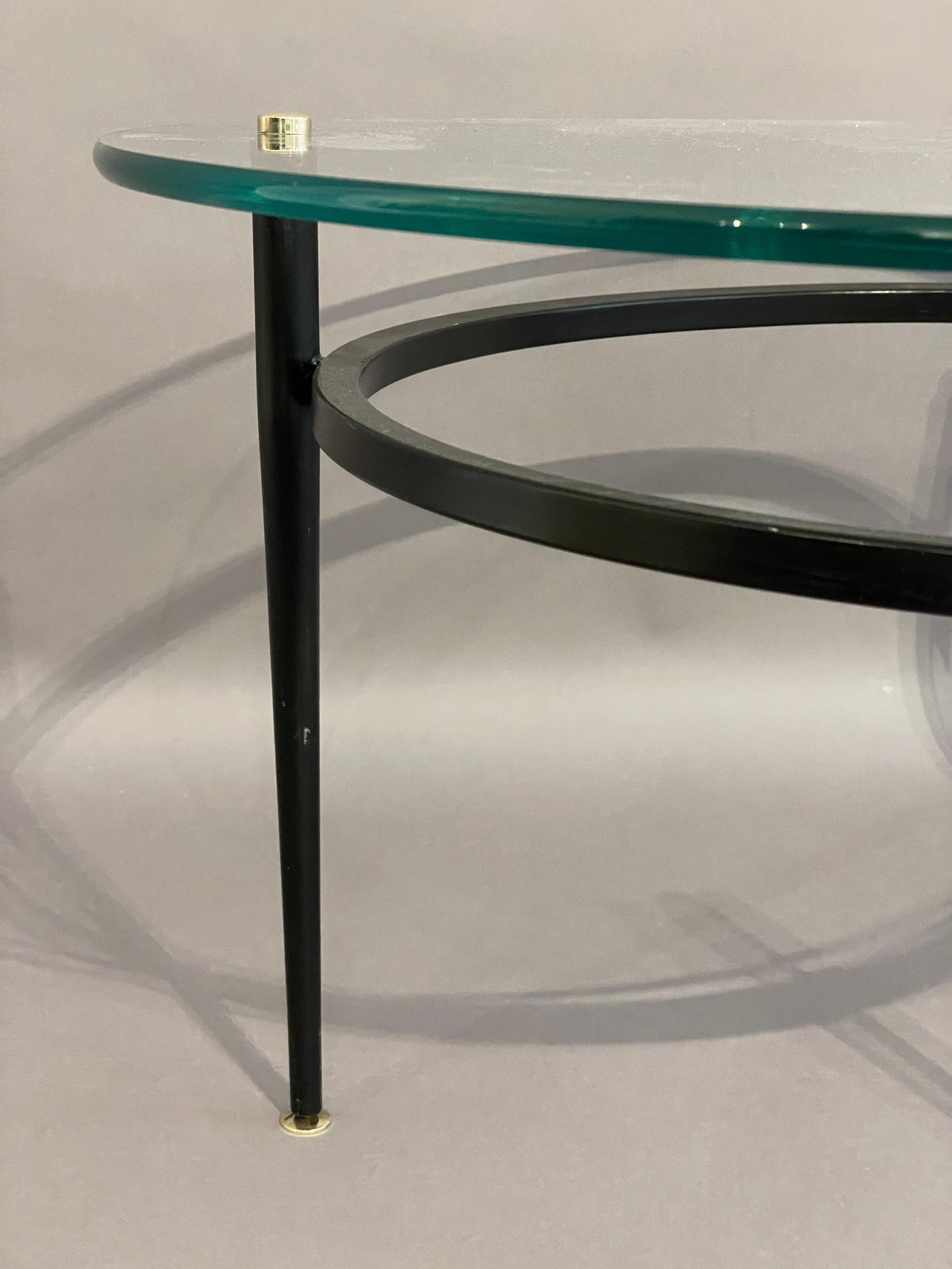 A rare minimalist tubular Roger Le Bihan circular coffee table with brass feet 2