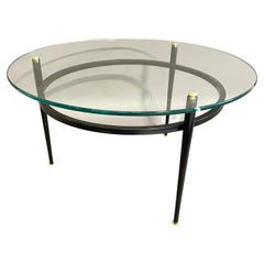 A rare minimalist tubular Roger Le Bihan circular coffee table with brass feet