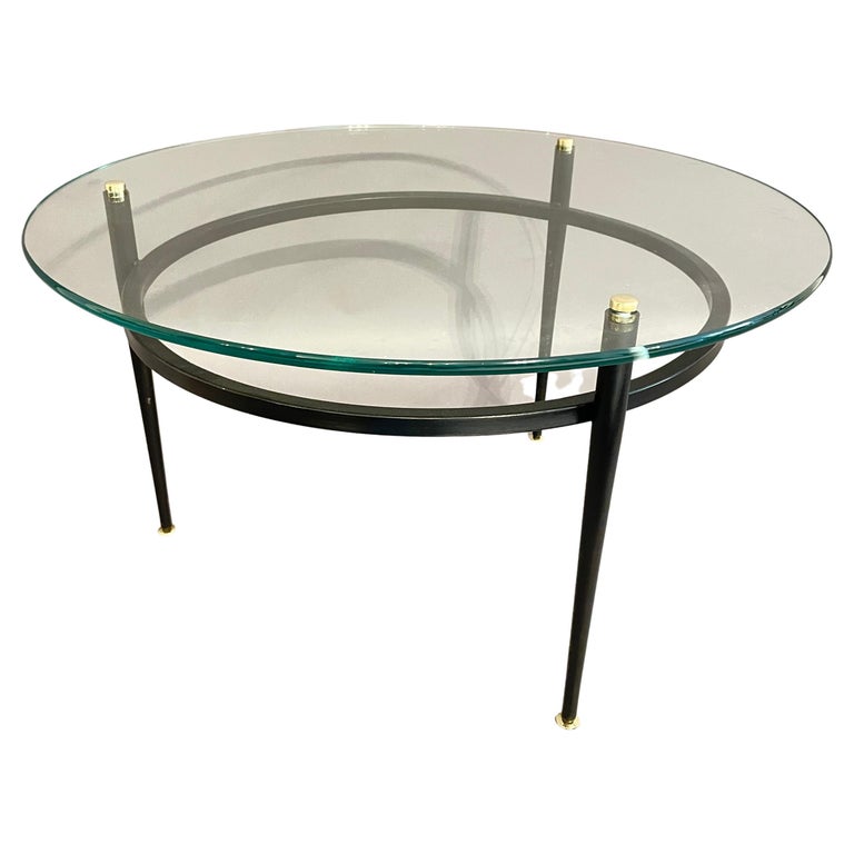 A rare minimalist tubular Roger Le Bihan circular coffee table with