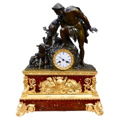 Antique Rare Model Empire Clock Depicting Faustulus Discovering Romolus and Remus