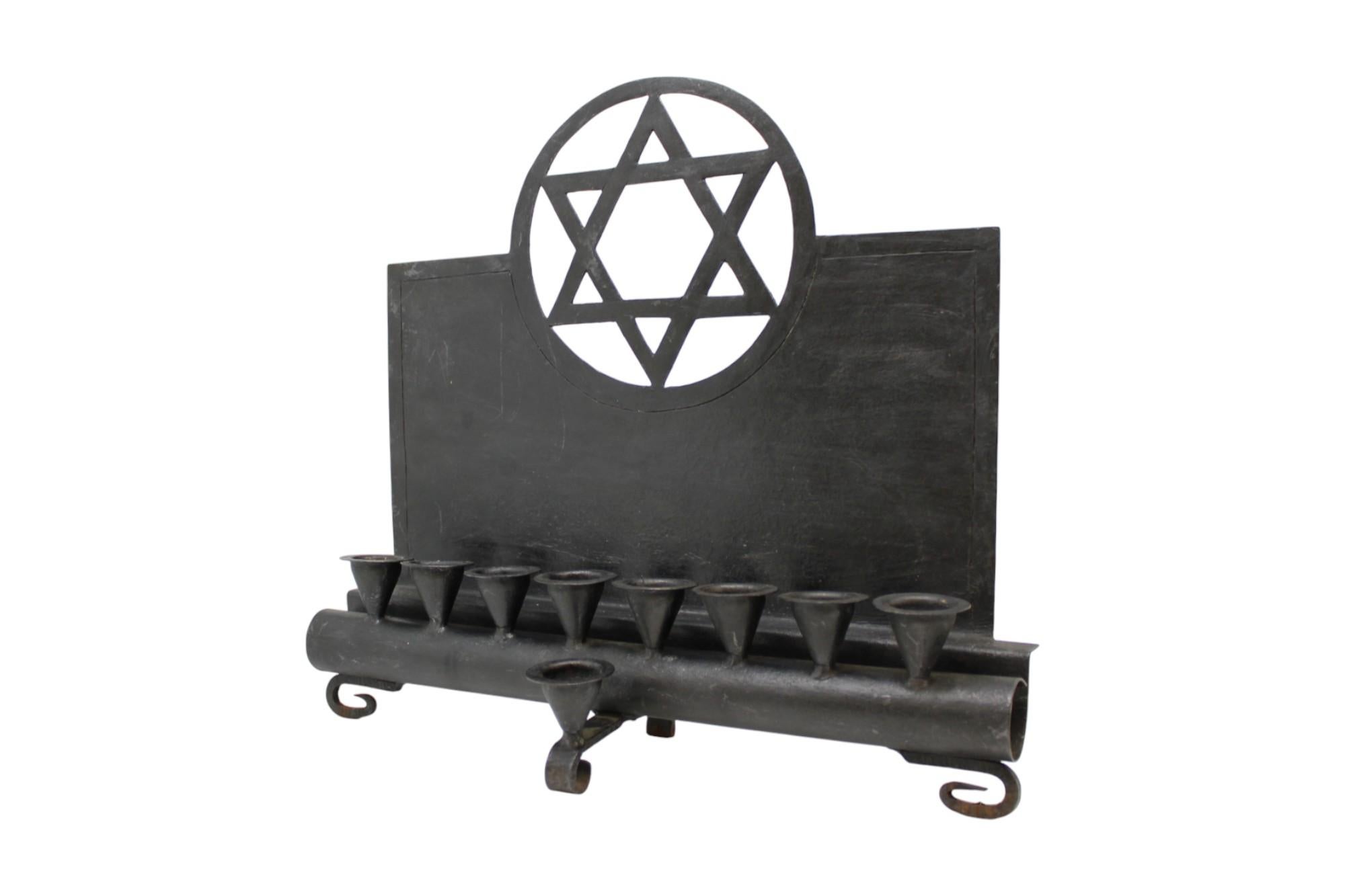 A Rare Modern Iron Hanukkah Lamp, Germany Circa 1930 In Good Condition For Sale In New York, NY