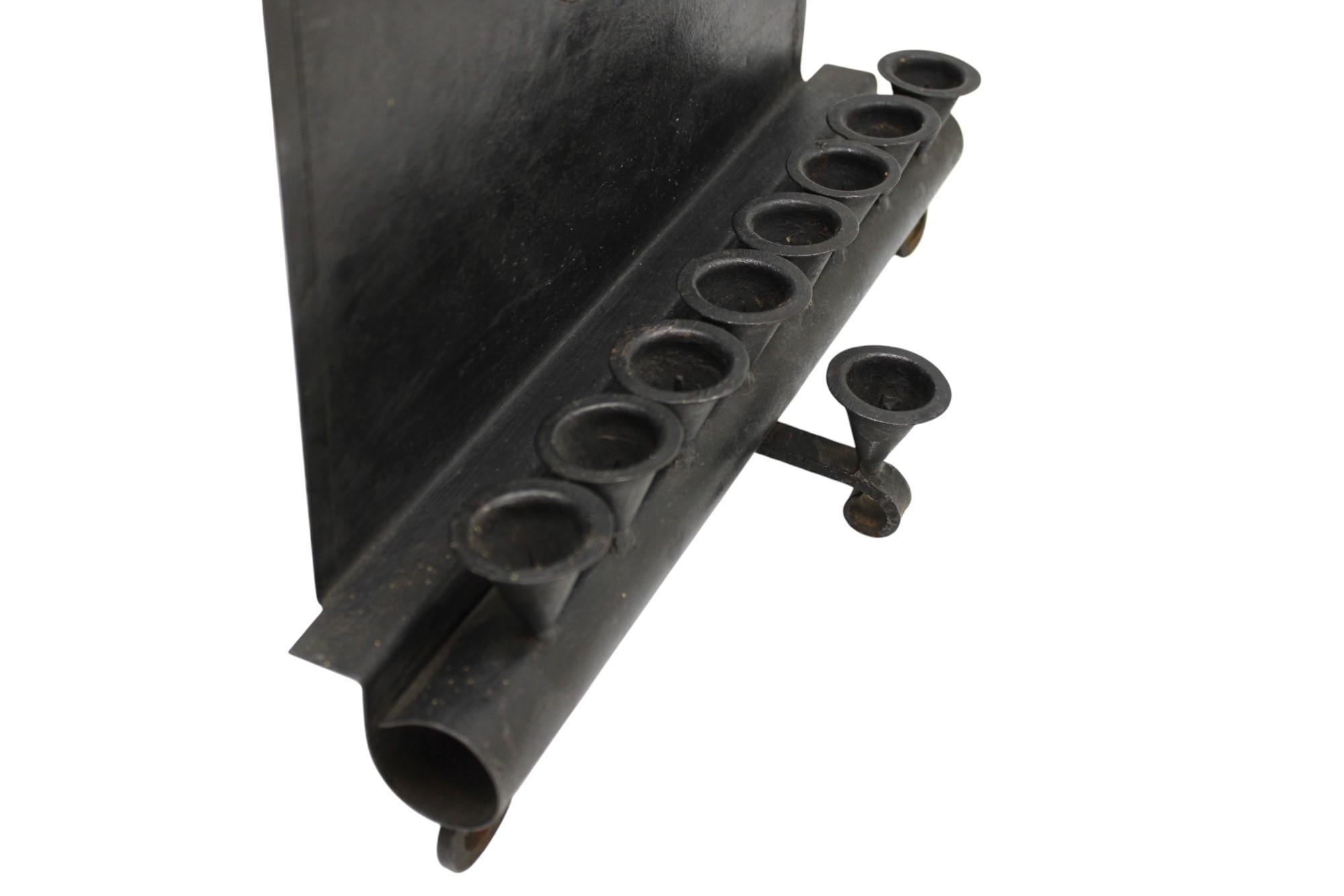 A Rare Modern Iron Hanukkah Lamp, Germany Circa 1930 For Sale 2