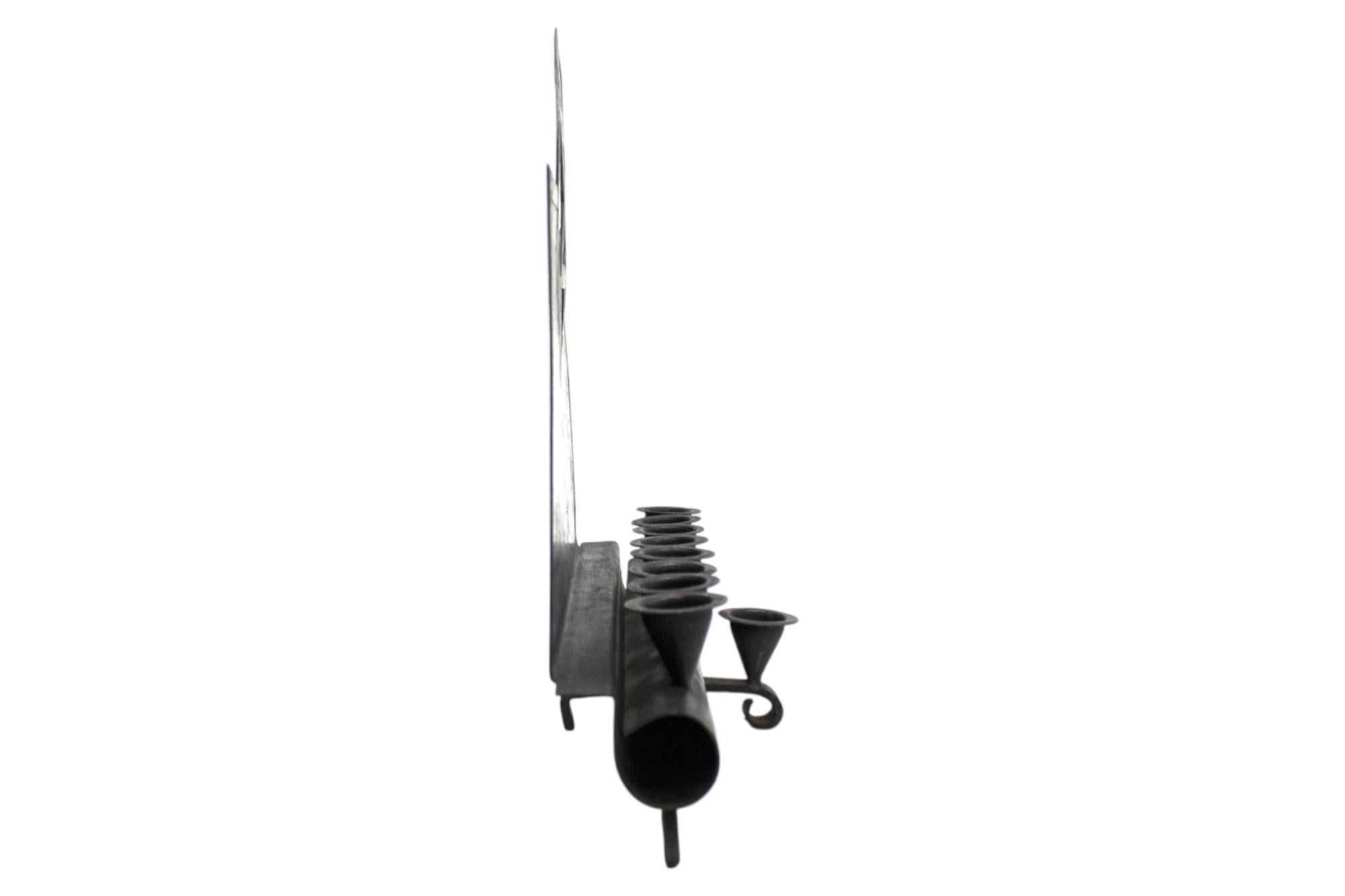 A Rare Modern Iron Hanukkah Lamp, Germany Circa 1930 For Sale 4
