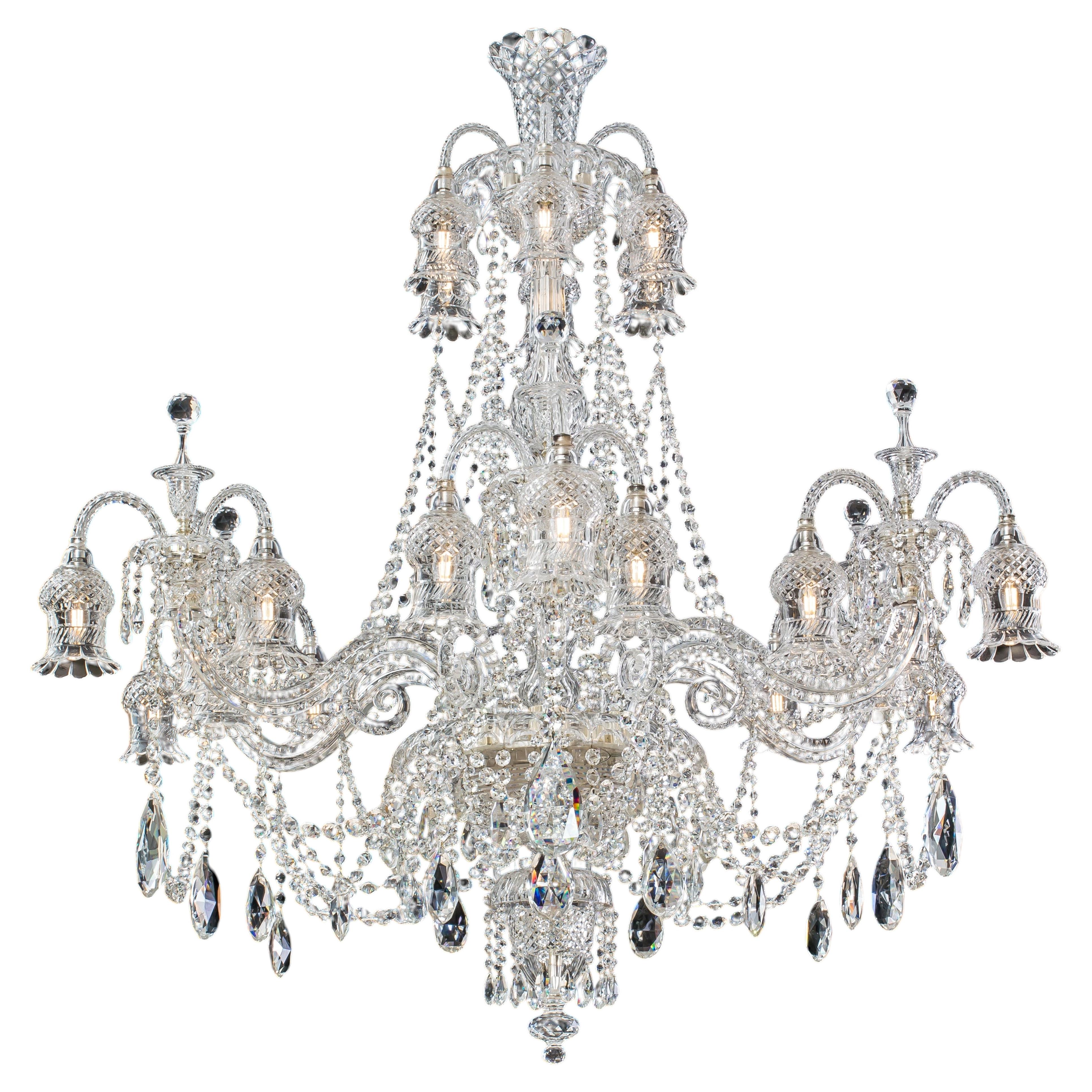 A Rare Monumental Cut-Crystal Twenty-Four-Light Chandelier, by F&C Osler