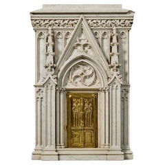 Rare Monumental Italian Carved Carrara Marble Model of a Cathedral