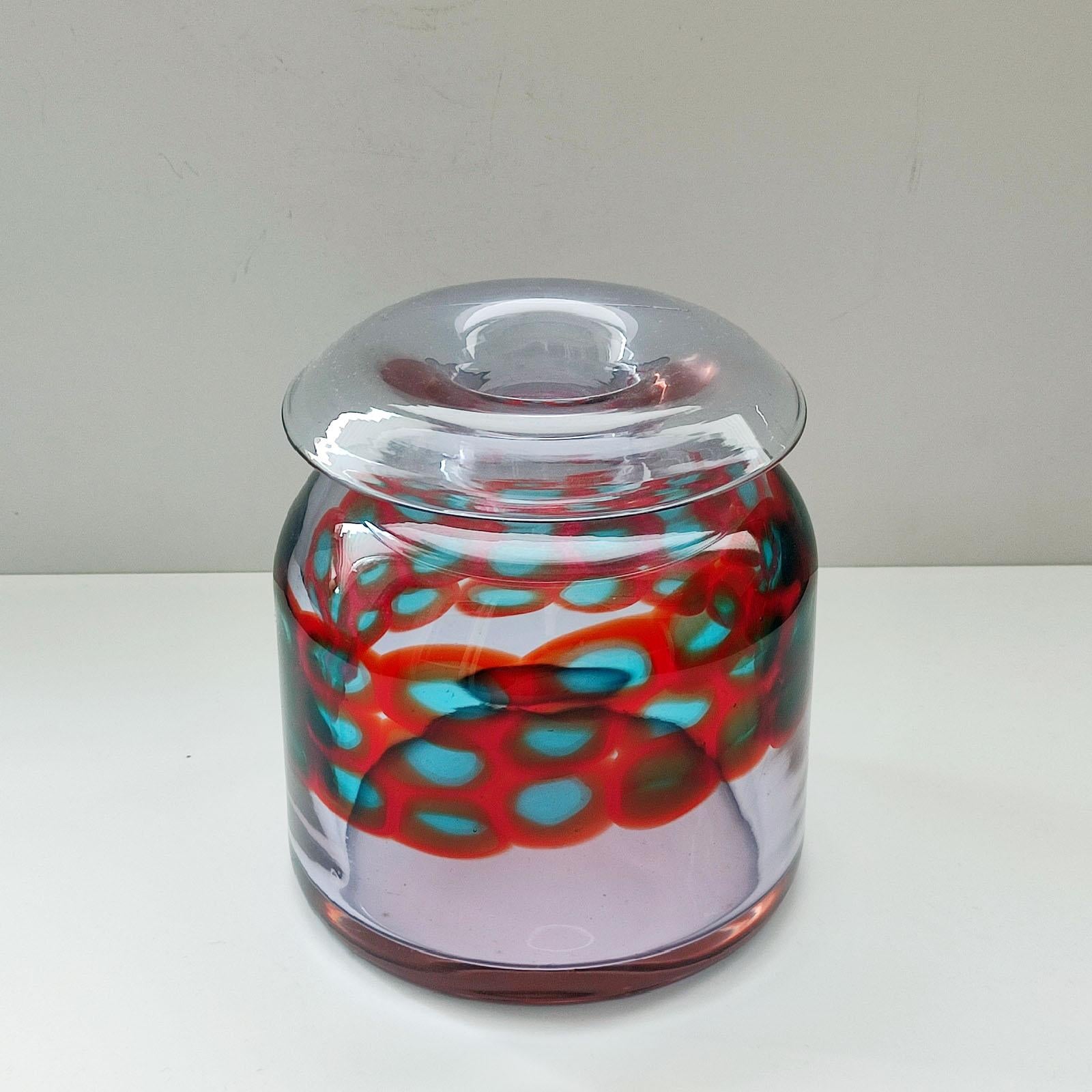 A Rare Murano Antonio da Ros, Gino Cenedese, Alexandrite Glass Vase Murrine Band In Excellent Condition In Bochum, NRW