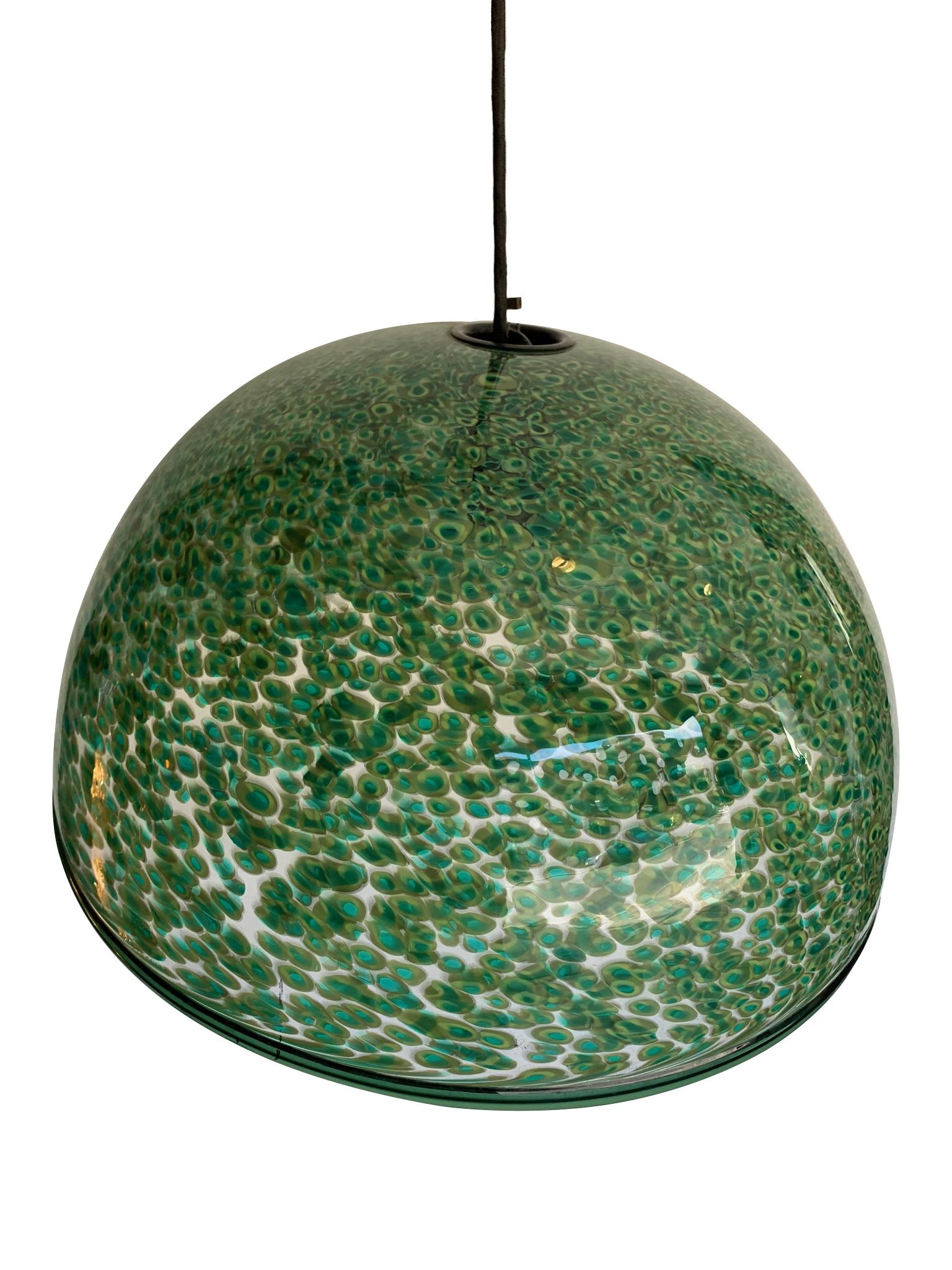 Mid-Century Modern Rare Murano Green Murrine Glass Pendant Light by Gae Aulenti for Vistosi
