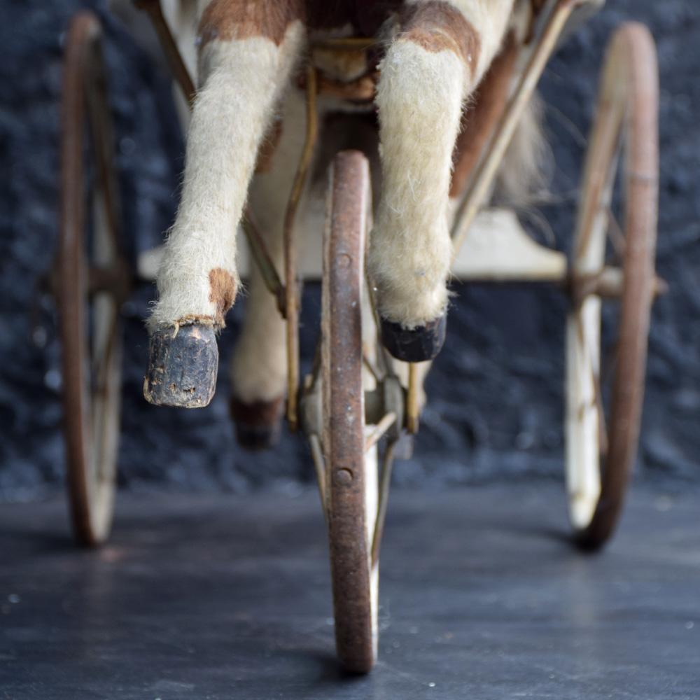 Rare Museum 19th Century Horse and Wicker Childs Push Along Carriage  7